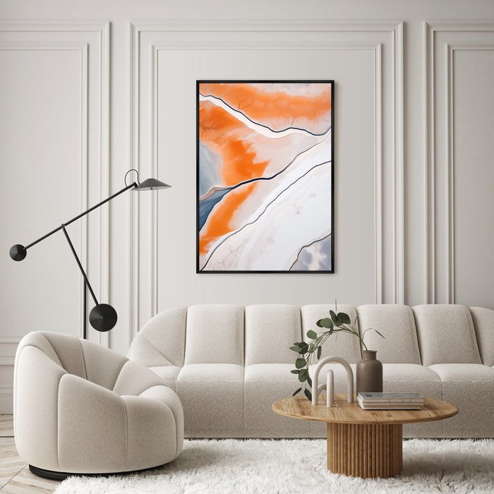 Репродукция картины Salt lakes, grey and orange, No 1, 2024г. - лучшие Картины в INMYROOM