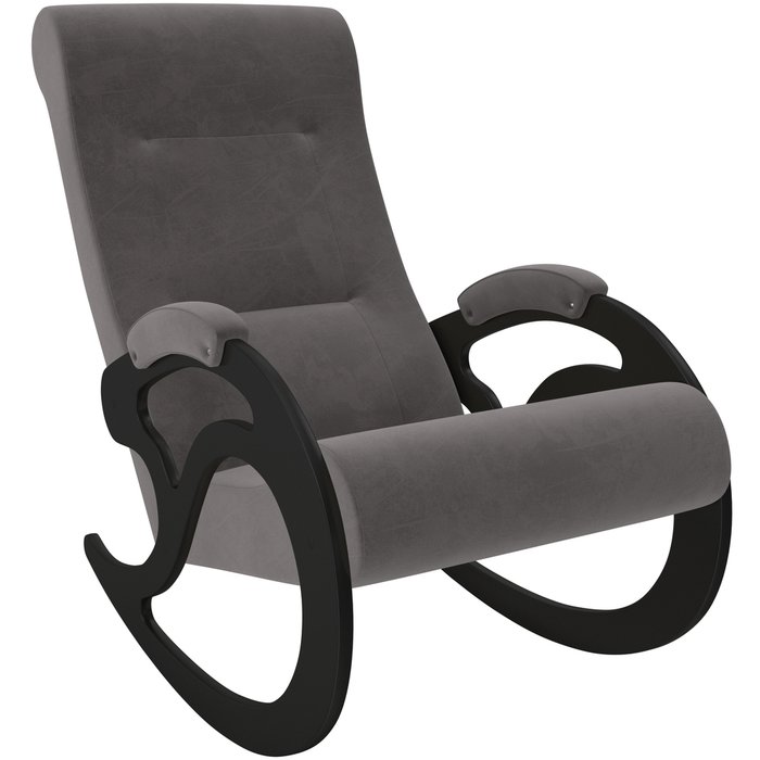 Кресло-качалка серого цвета с темно-коричневым корпусом