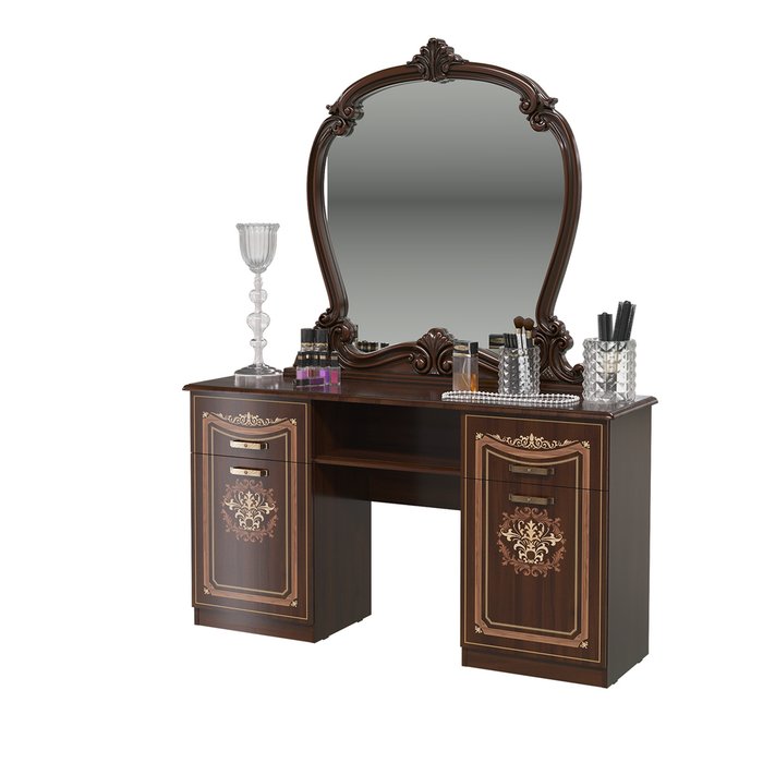 Стол туалетный с зеркалом Грация коричневого цвета - купить Туалетные столики по цене 29363.0