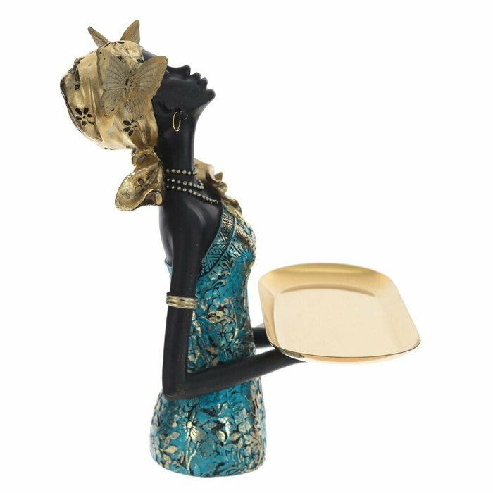 Фигура декоративная Африканка черно-голубого цвета - купить Фигуры и статуэтки по цене 3686.0