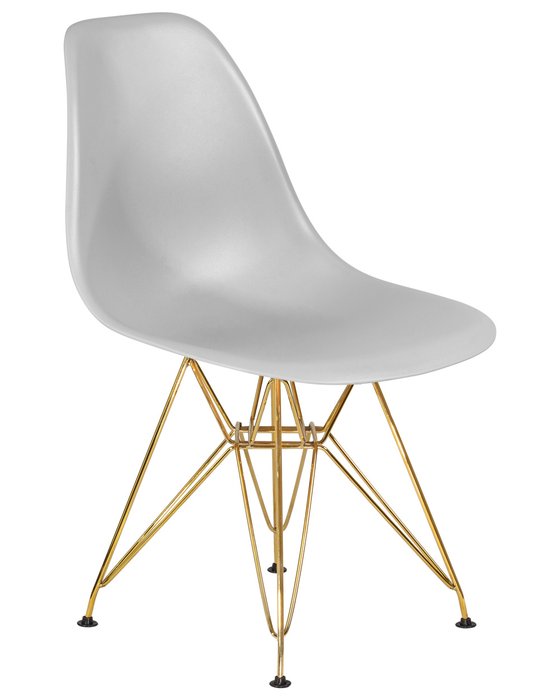 Стул обеденный серого цвета на золотых металлических ножках - купить Обеденные стулья по цене 3490.0