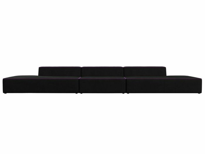 Прямой модульный диван Монс Лонг черного цвета с фиолетовым кантом - купить Прямые диваны по цене 73999.0
