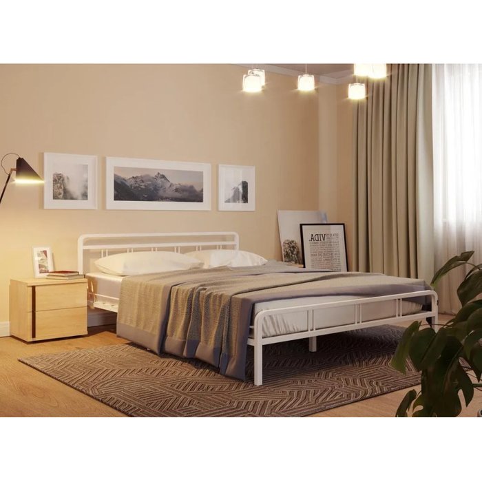 Кровать с основанием Рейк 140х200 белого цвета