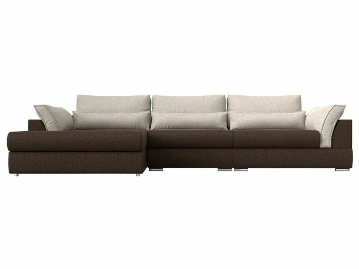 Угловой диван-кровать Пекин Long коричнево-бежевого цвета угол левый - купить Угловые диваны по цене 111999.0