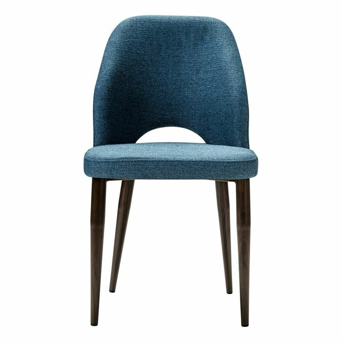 Стул Ledger синего цвета с коричневыми ножками - купить Обеденные стулья по цене 11990.0