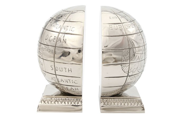 Набор из двух держателей для книг Алюминиевый глобус серебричтого цвета