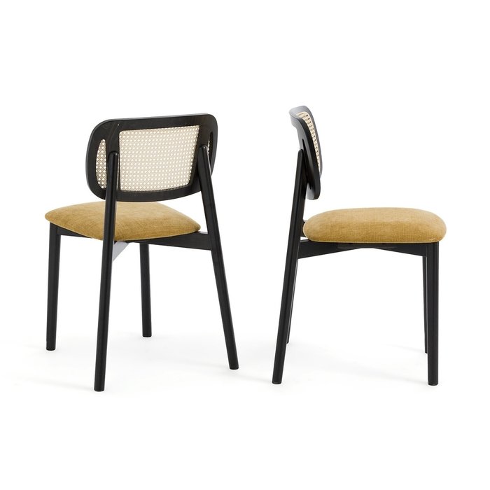 Комплект из двух стульев из бука и плетения Rivio желтого цвета - купить Обеденные стулья по цене 61490.0