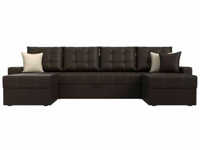 Угловой диван-кровать Ливерпуль темно-коричневого цвета (экокожа) - купить Угловые диваны по цене 67999.0