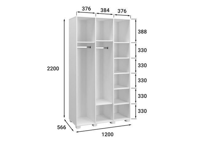 Шкаф трехдверный с зеркалом Монблан белого цвета - купить Шкафы распашные по цене 48000.0