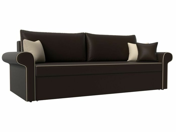 Прямой диван-кровать Милфорд темно-коричневого цвета (экокожа)