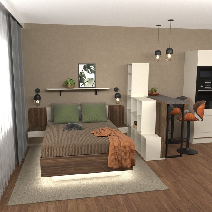 Кровать Астра 140х200 коричнево-бежевого цвета с подъемным механизмом и двумя ящиками - лучшие Кровати для спальни в INMYROOM Кровать Астра 140х200 коричнево-бежевого цвета с подъемным механизмом и двумя ящиками - лучшие Кровати для спальни в INMYROOM