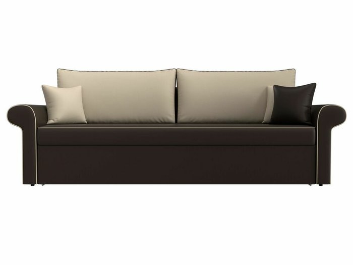Прямой диван-кровать Милфорд бежево-коричневого цвета (экокожа) - купить Прямые диваны по цене 42990.0