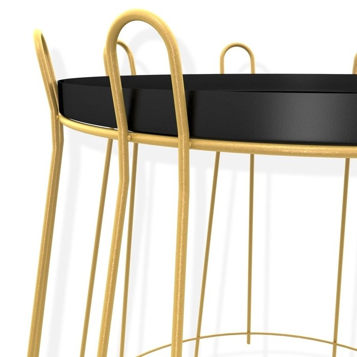 Комплект сервировочных столов Аахен черно-золотого цвета - купить Сервировочные столики по цене 5150.0