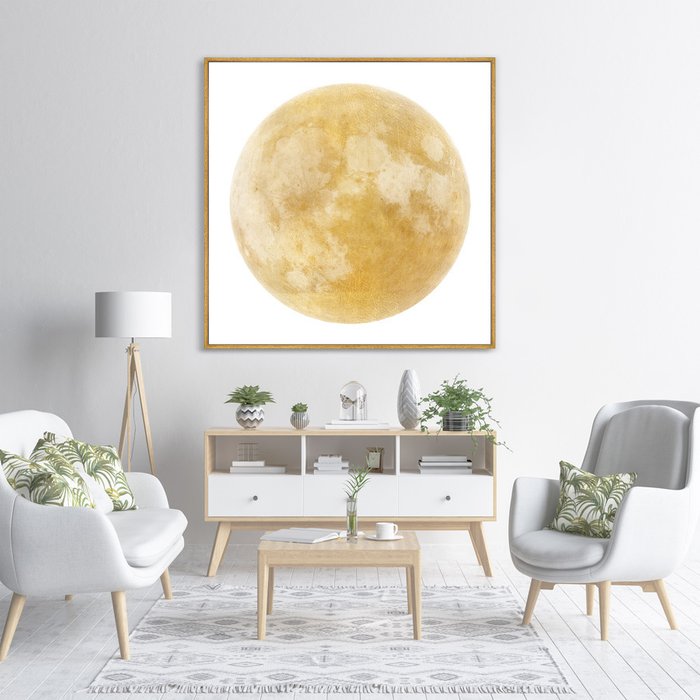 Репродукция картины на холсте Full lunar view, on a white 105х105 - лучшие Картины в INMYROOM