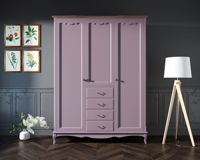 Шкаф для одежды с ящиками Leontina Lavanda фиолетового цвета - купить Шкафы распашные по цене 126150.0