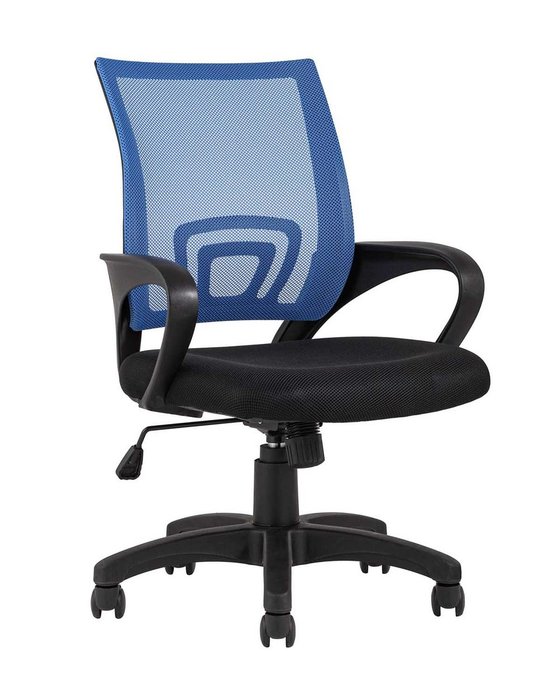 Кресло офисное Top Chairs Simple со спинкой синего цвета Кресло офисное Top Chairs Simple со спинкой синего цвета