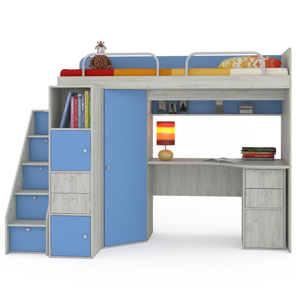 Комплект детской мебели Тетрис синего цвета