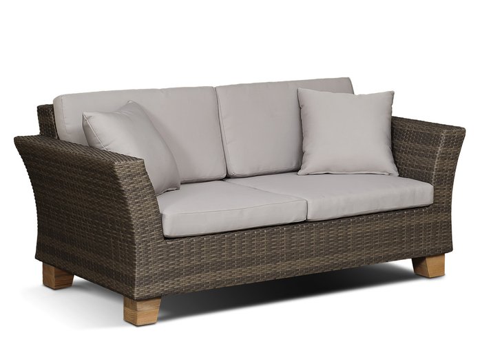 диван двухместный "Феррара " серо - коричневый с деревянными ножками