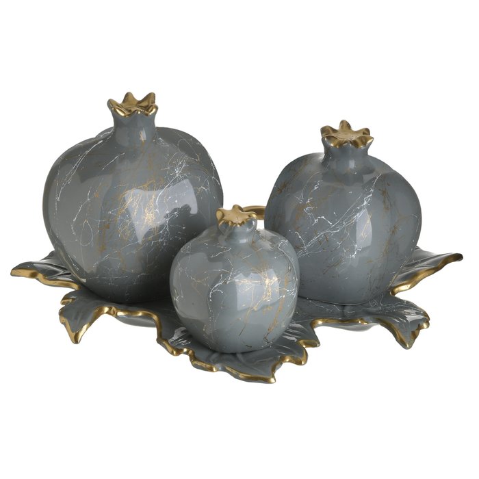 Набор из трех статуэток гранатов серого цвета