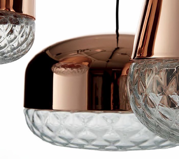 Подвесной светильник MM Lampadari BALLOTON из металла медного цвета с прозрачным стеклянным низом - купить Подвесные светильники по цене 42820.0