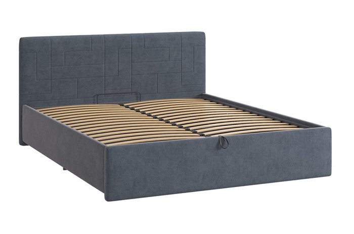 Кровать Лора 2 160х200 темно-синего цвета с подъемным механизмом - купить Кровати для спальни по цене 27980.0