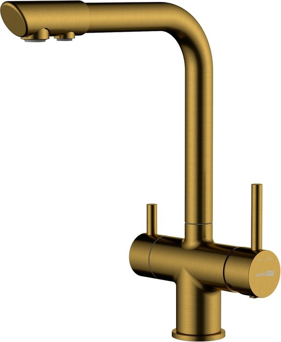 Смеситель для кухонной мойки Wasserkraft цвета матовое золото с высоким изливом