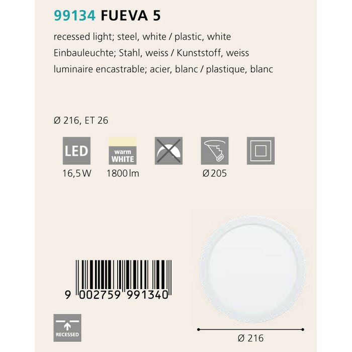 Светильник точечный Eglo Fueva 5 99134 - купить Накладные споты по цене 2390.0