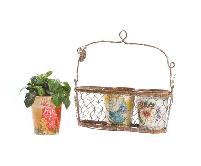 Подвесная корзинка с декоративными горшками для цветов Fleurette
