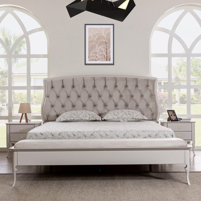 Кровать Нео Классика 160х200 белого цвета без подъемного механизма - купить Кровати для спальни по цене 163000.0