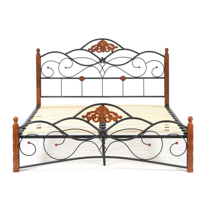 Кровать Canzona Wood slat base 160х200 черно-коричневого цвета  - купить Кровати для спальни по цене 20120.0