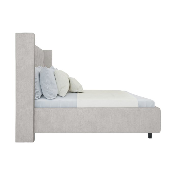 Кровать с декоративными гвоздиками Wing Лен Молочный 180x200 - купить Кровати для спальни по цене 102000.0