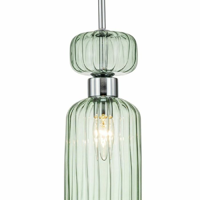 Подвесной светильник Gloss 1141/1S Chrome/Green (стекло, цвет зеленый) - лучшие Подвесные светильники в INMYROOM Подвесной светильник Gloss 1141/1S Chrome/Green (стекло, цвет зеленый) - лучшие Подвесные светильники в INMYROOM