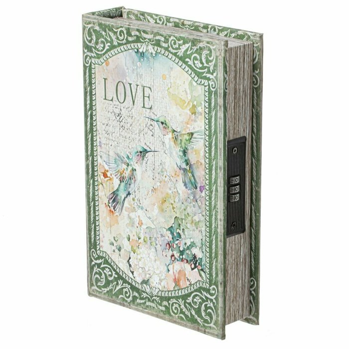 Шкатулка-книга с кодовым замком H24 бежево-зеленого цвета - лучшие Шкатулки в INMYROOM Шкатулка-книга с кодовым замком H24 бежево-зеленого цвета - лучшие Шкатулки в INMYROOM