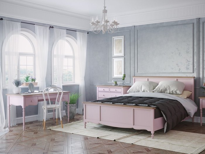 Кровать двуспальная Leblanc c изножьем цвета лаванды 180х200 - лучшие Кровати для спальни в INMYROOM