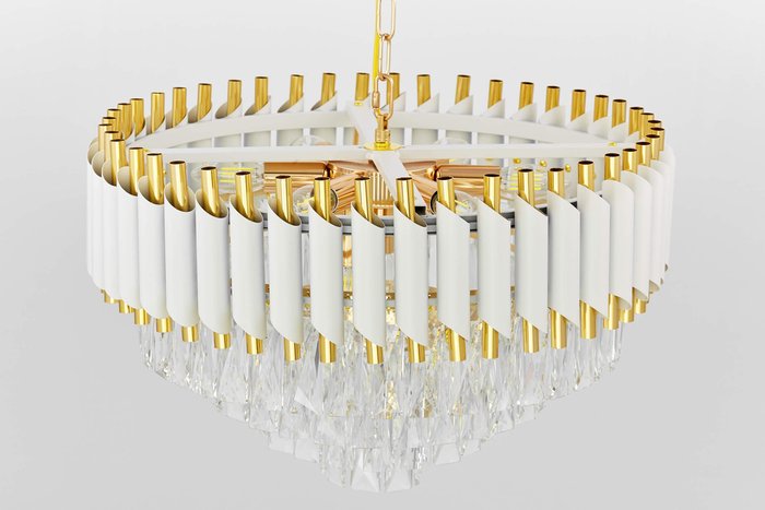 Хрустальная подвесная люстра Lumina Deco Funneli LDP 6003-500 WT+F.GD - лучшие Подвесные люстры в INMYROOM