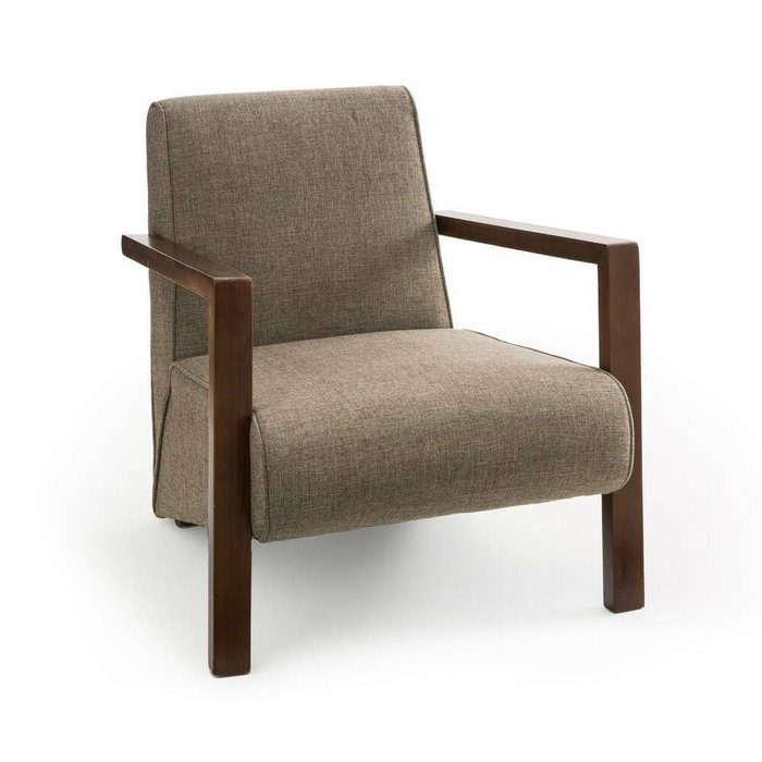 Кресло из полиэстеровой ткани меланж Sanami коричневого цвета