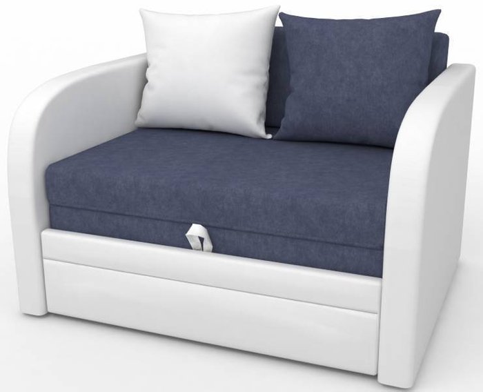 Детский диван-кровать Малыш бело-синего цвета