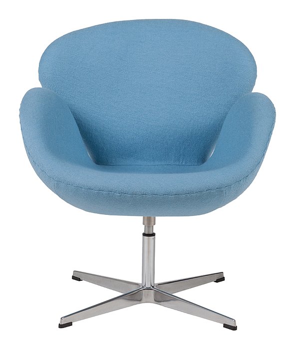 Кресло Swan Chair из шерстяной ткани голубого цвета
