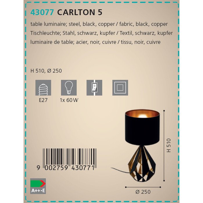 Лампа настольная Eglo Carlton 5 43077 - лучшие Настольные лампы в INMYROOM