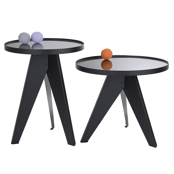 Набор двух кофейных столиков Carrero серебристого цвета - купить Кофейные столики по цене 12500.0