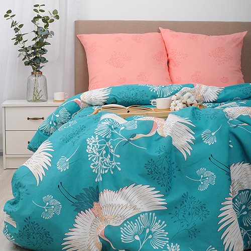 КПБ Традиция 'ПРОСТО КРАСИВЫЙ' евро, бязь, 100 % хлопок, пл. 125 гр./кв.м., 'Журавли' - лучшие Комплекты постельного белья в INMYROOM