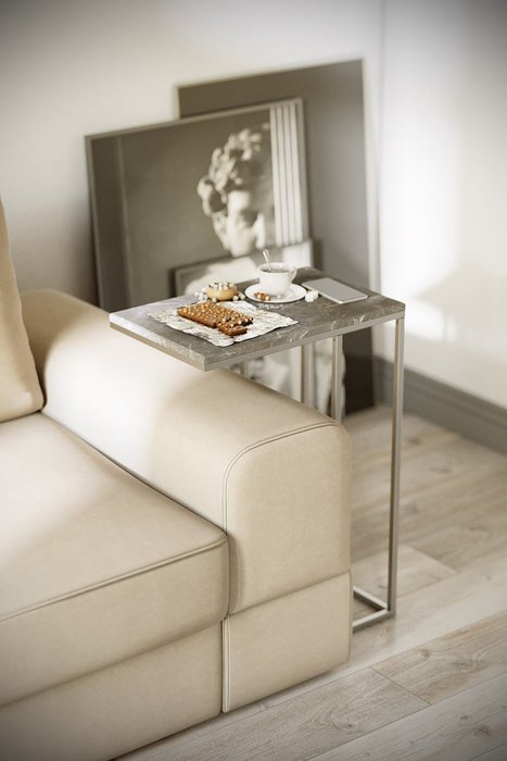 Стол придиванный Агами серый мрамор - лучшие Кофейные столики в INMYROOM