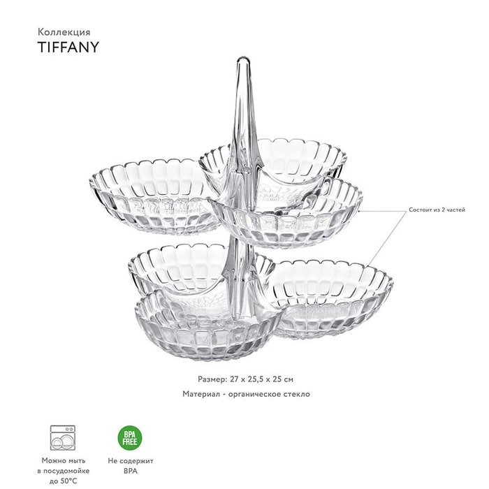 Набор из двух менажниц Tiffany прозрачный - купить Тарелки по цене 4490.0