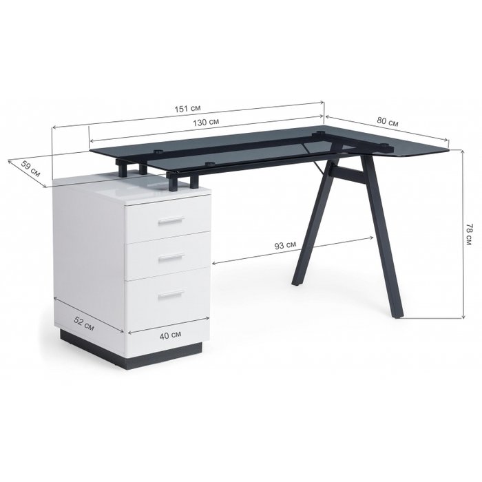 Письменный стол Torvi черно-белого цвета - купить Письменные столы по цене 25210.0