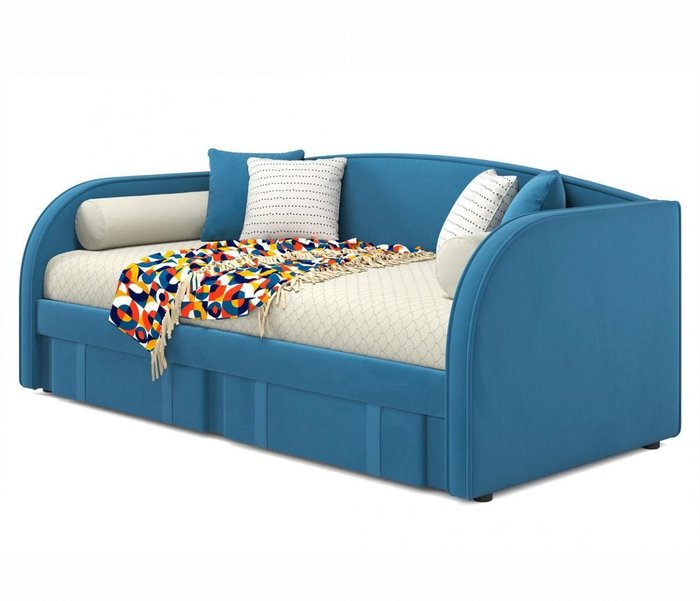 Кровать Elda 90х200 синего цвета с ортопедическим основанием