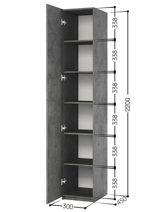 Шкаф с полками ШСП-1 30х45 серый Ароза реликтовая - лучшие Шкафы распашные в INMYROOM Шкаф с полками ШСП-1 30х45 серый Ароза реликтовая - лучшие Шкафы распашные в INMYROOM