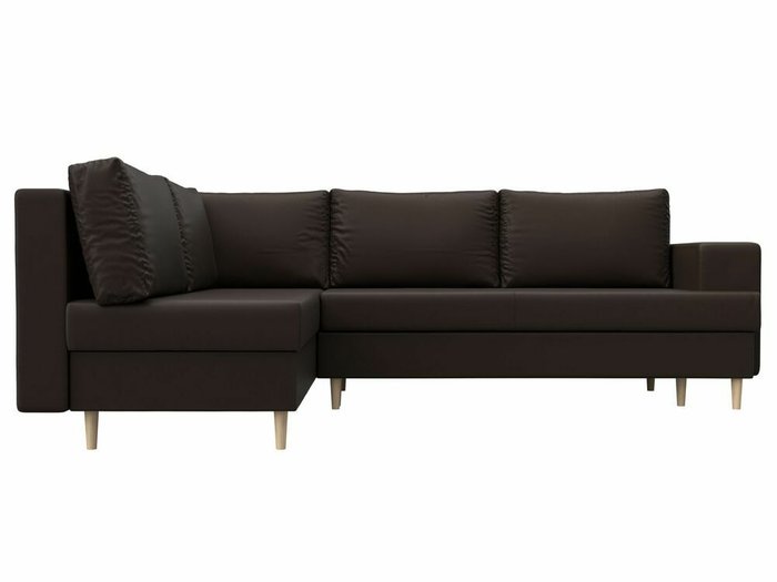 Угловой диван-кровать Сильвана коричневого цвета (экокожа) левый угол - купить Угловые диваны по цене 60999.0