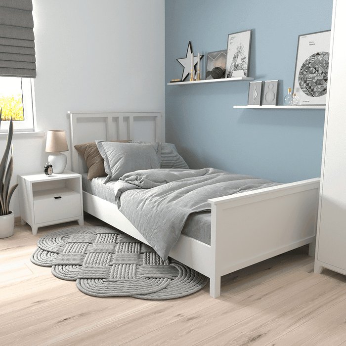 Кровать односпальная 90х200 из массива сосны белого цвета - лучшие Кровати для спальни в INMYROOM
