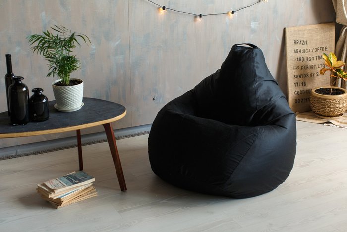 Кресло-мешок Груша 2XL в обивке из ткани фьюжн черного цвета  - лучшие Бескаркасная мебель в INMYROOM