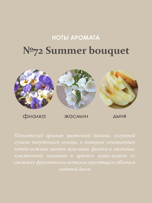 Ароматический диффузор в стеклянном флаконе №72 Summer bouquet - лучшие Ароматы для дома в INMYROOM